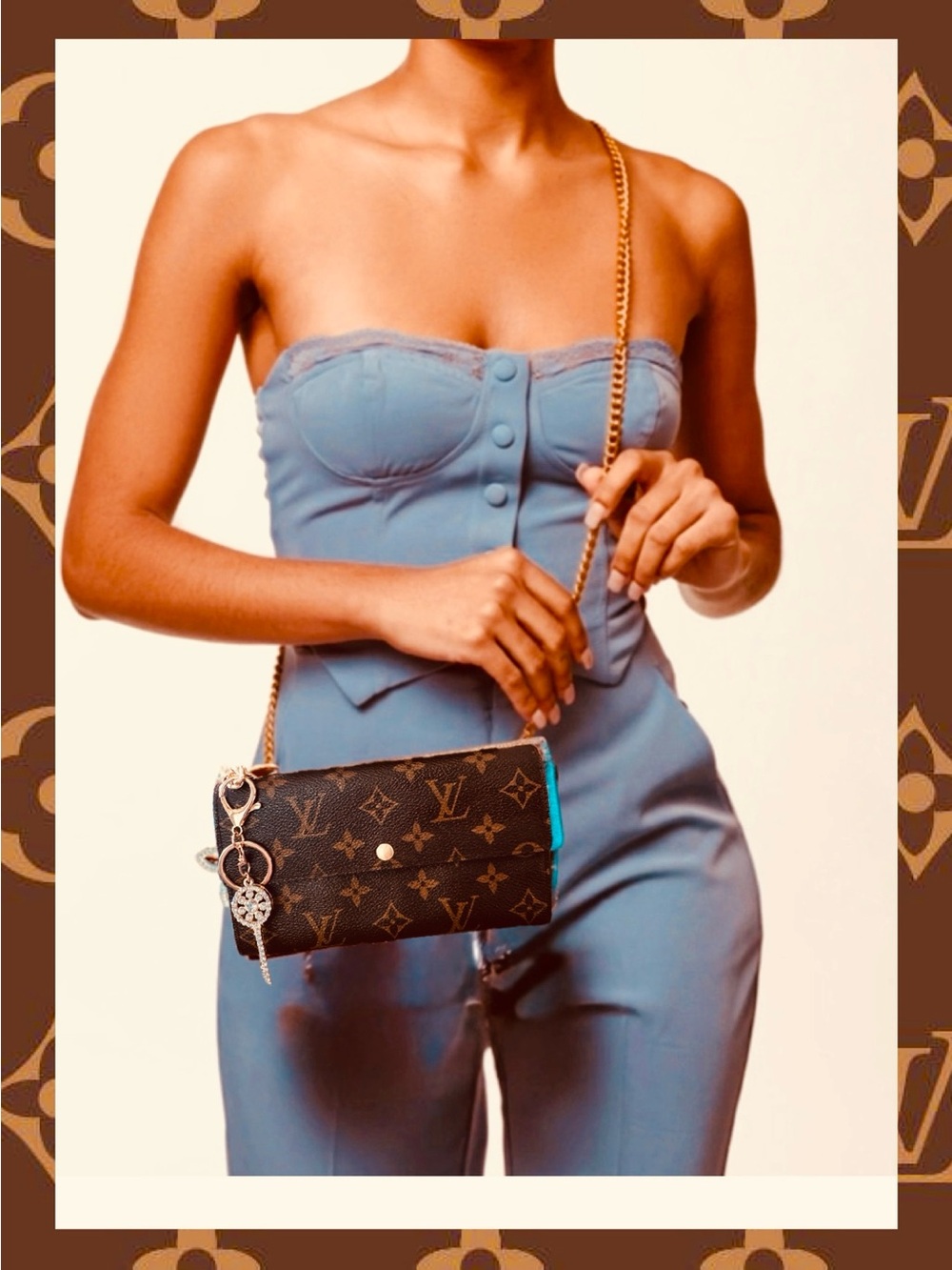 Louis Vuitton monogram vintage Sarah wallet converted Crossbody